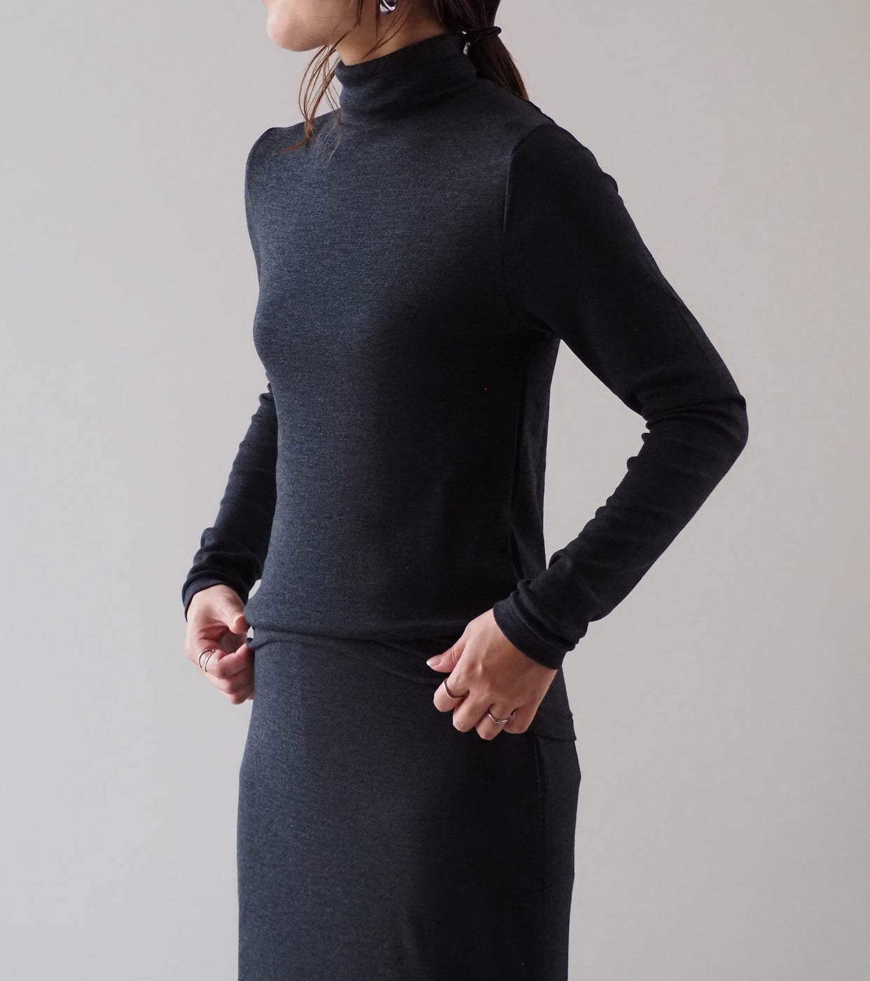 blurhms Wool Rib Turtle Neck , Heather Charcoal – Navyblue