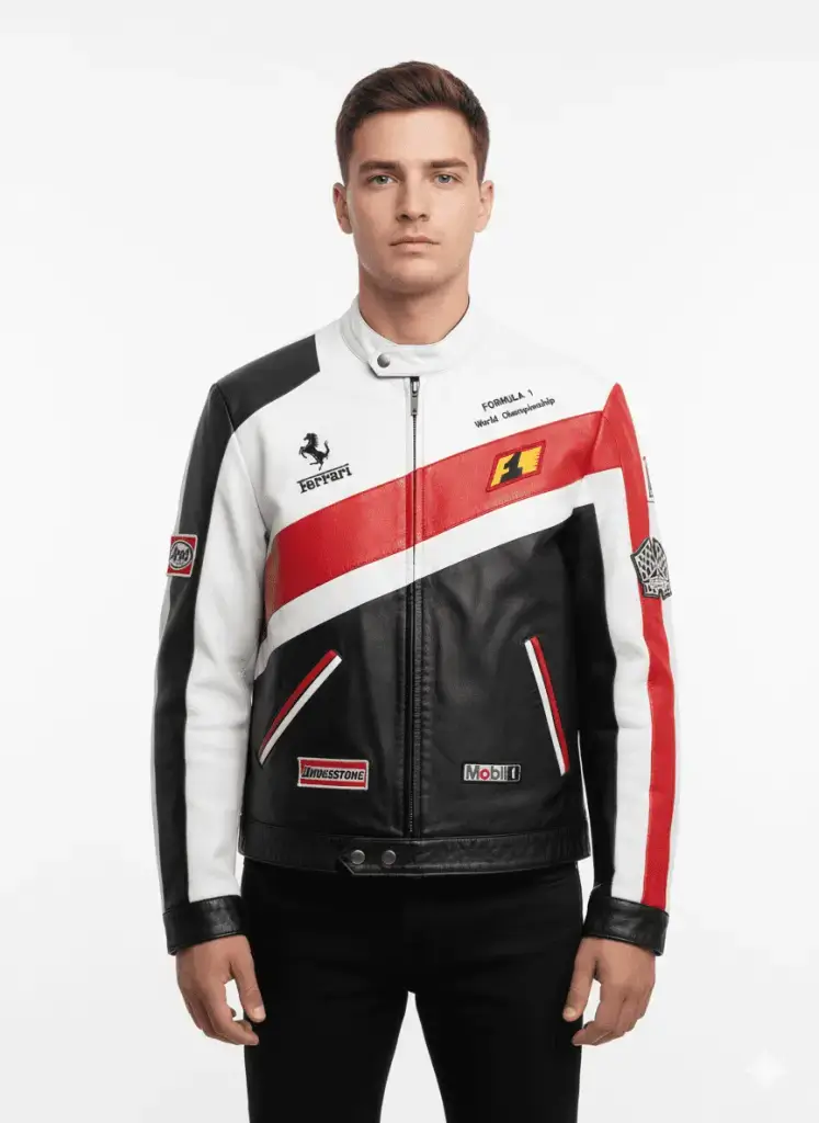 Ferrari F1 Leather Jacket - Racing Motorcycle Biker Jacket