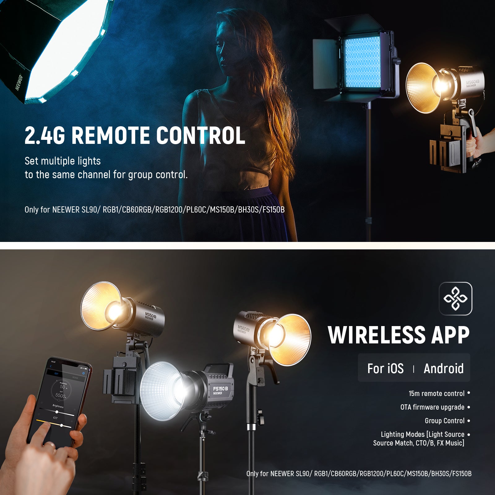 NEEWER MS60B Bi-color LED Video Light | Handheld Light