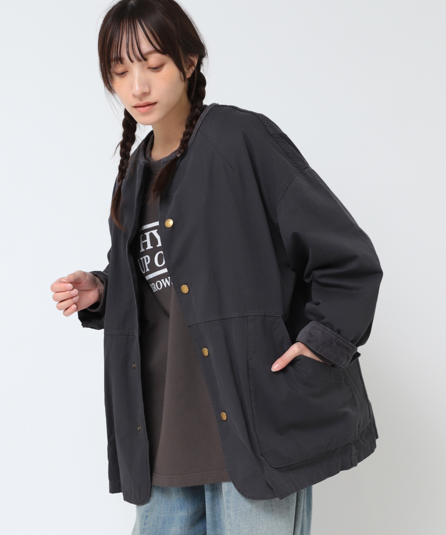 J2158 ボアライナー付きアトリエジャケット(F チャコール): アウター