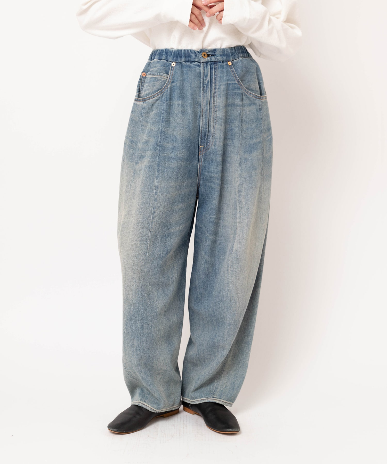 R4195 コックさんの5ポケットパンツ(M デニムインディゴブルー