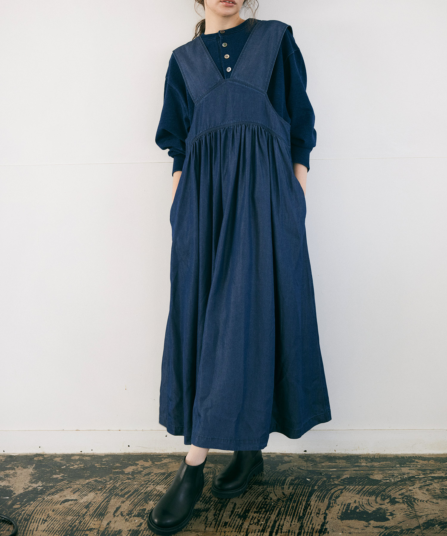 D1662 ワイドストラップジャンスカ(S ライトインディゴブルー