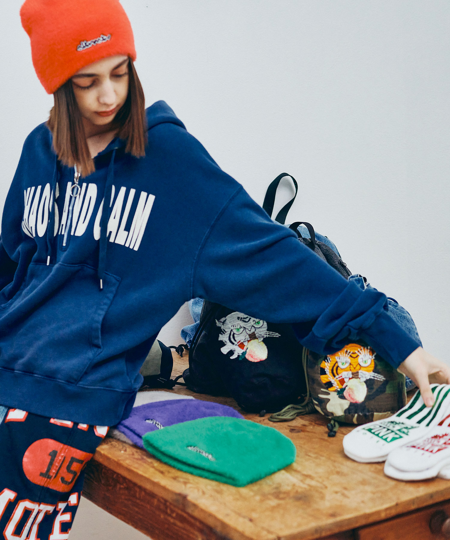 M2590 トンプキンハーフZIPフーディー(M ホワイト): トップス - RNA