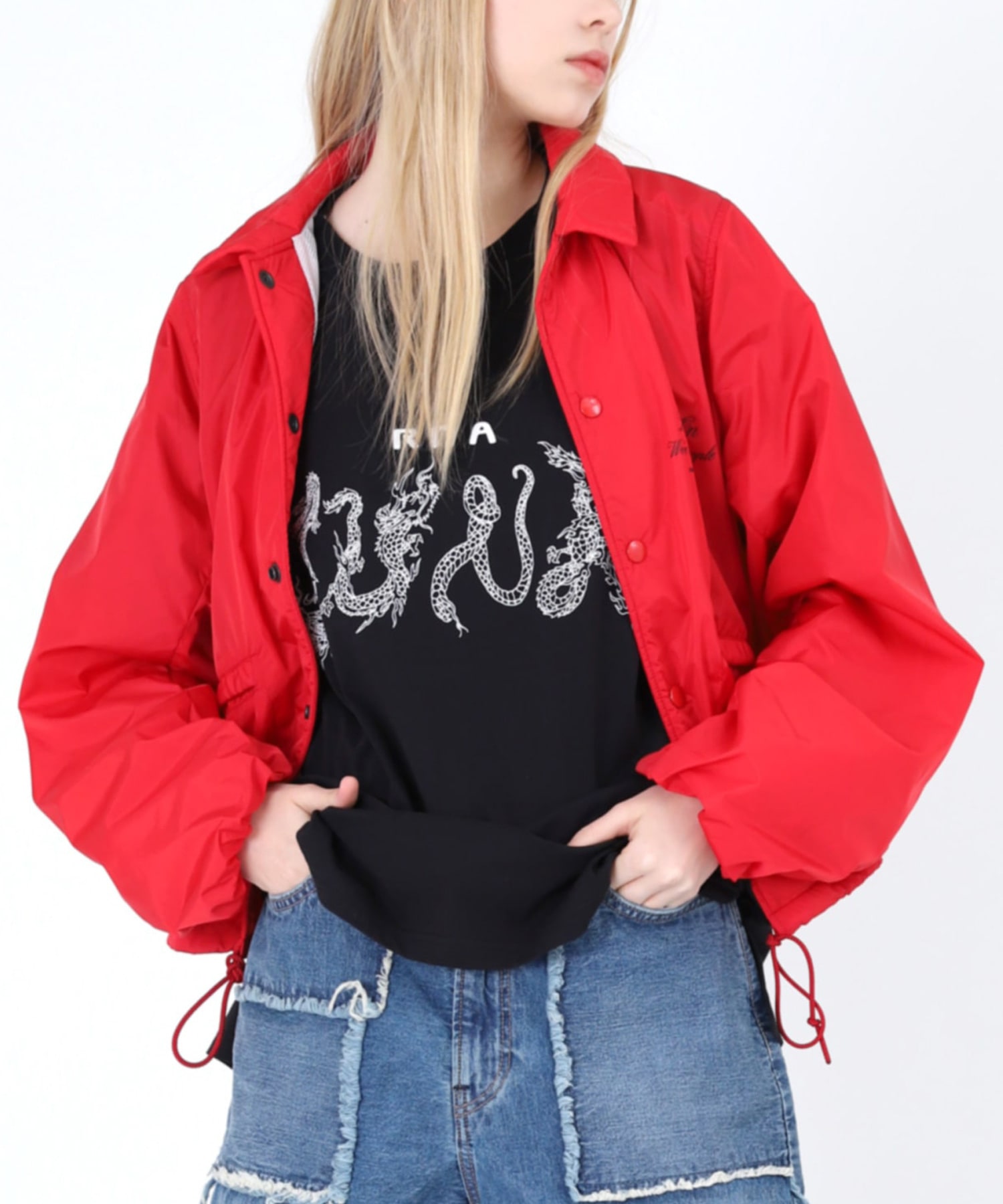 J1908 フォトプリントコーチジャケット(M レッド): アウター - RNA
