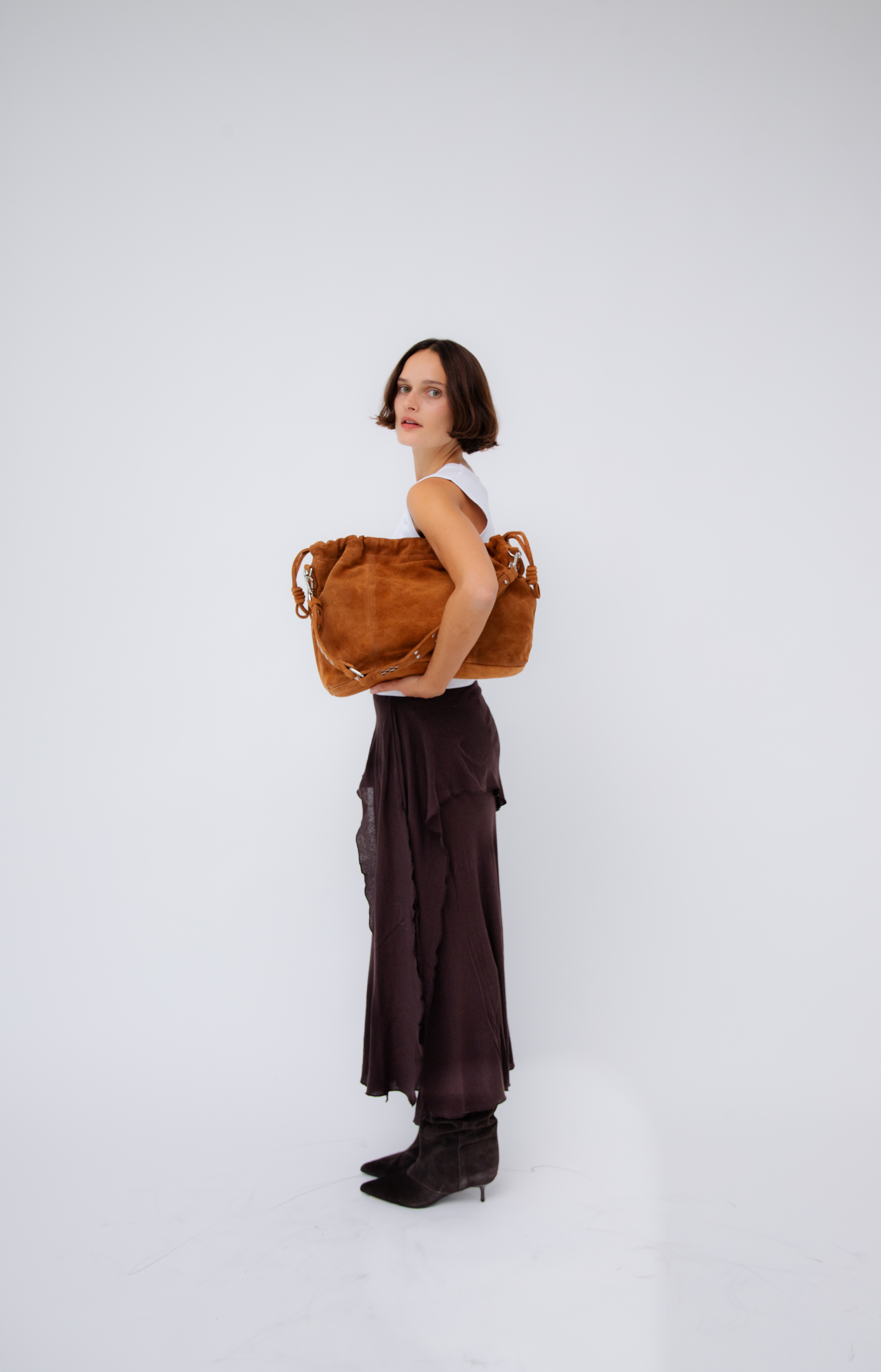 ELLIOT SUEDE CARAMEL - NEUVILLE - Leather bag