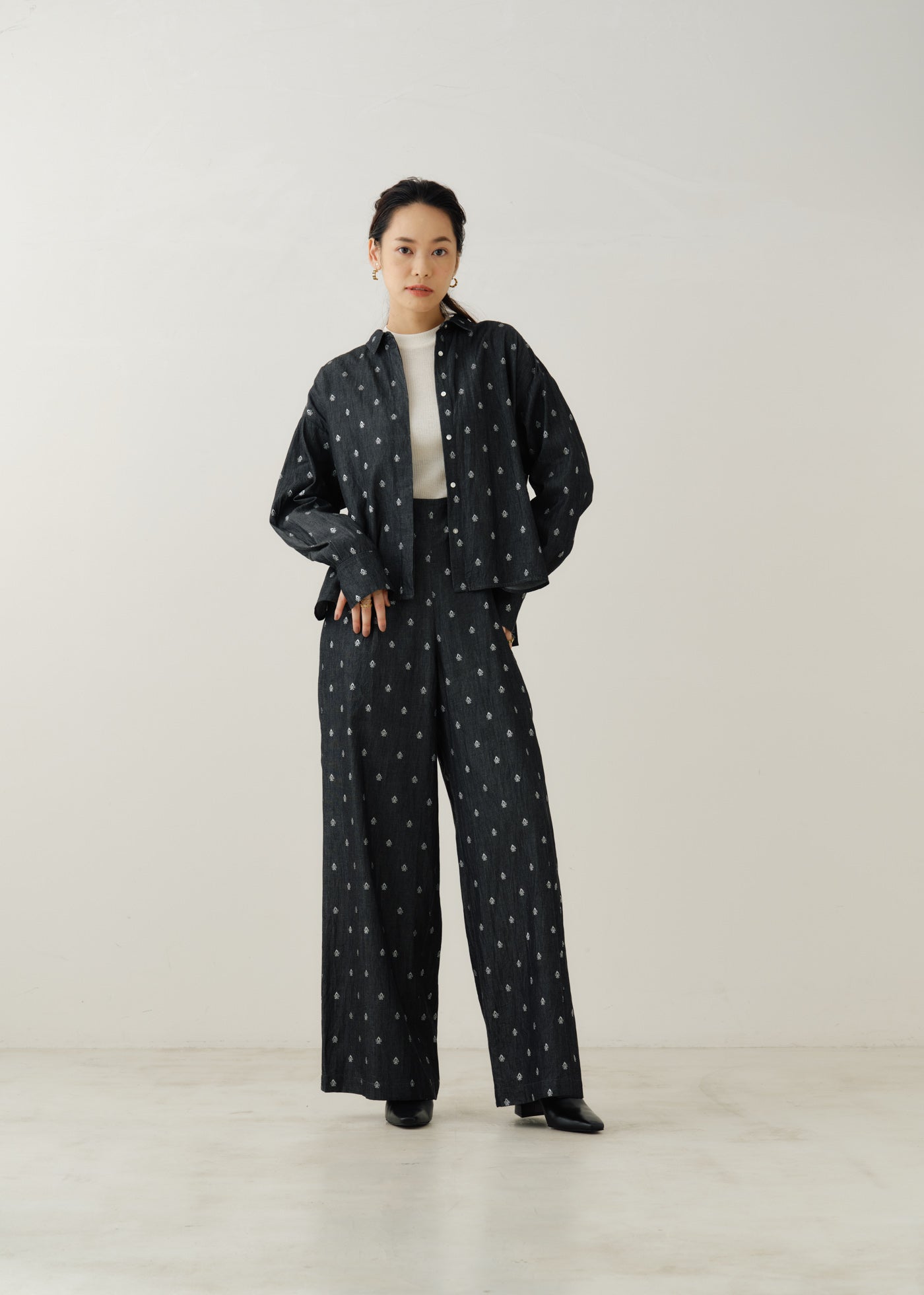 Denim Foil Print Shirts | Pasand by ne Quittez pas | パサンドバイ