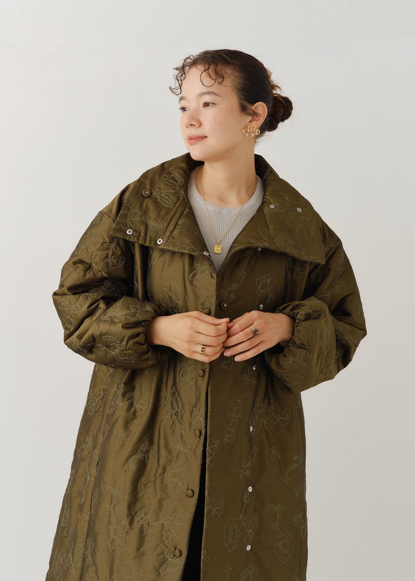 Poly Dupion Flower Embroidery Quilting Coat | Pasand by ne Quittez