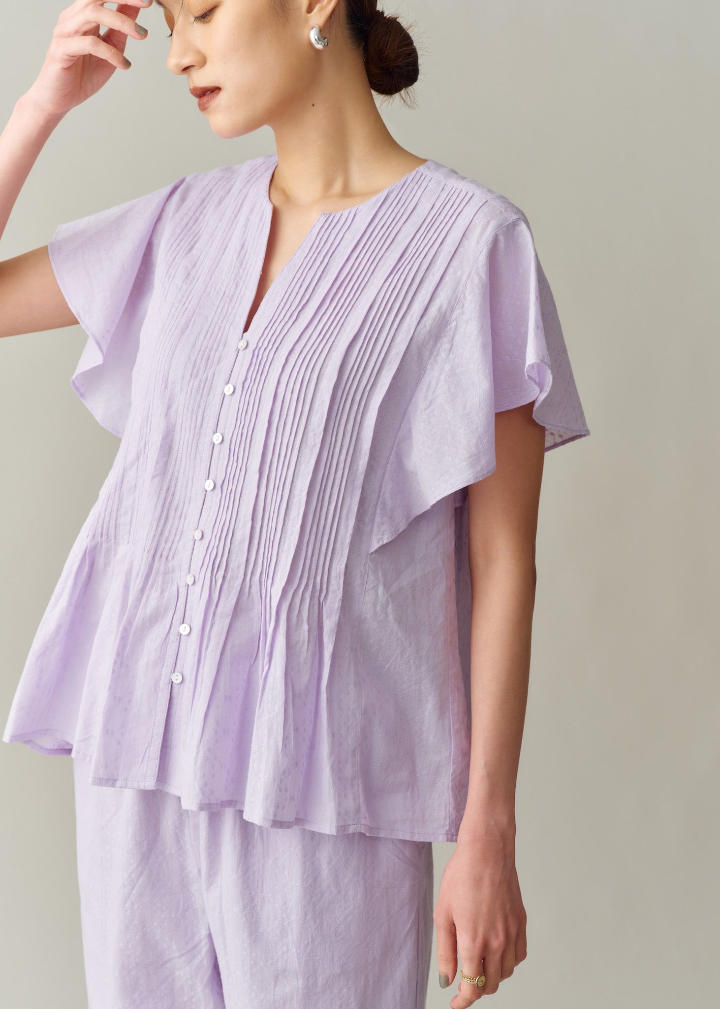 Cotton Jacquard Pin Tuck Blouse | Pasand by ne Quittez pas