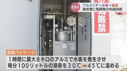 アルミくず” で世界初の水素エネルギー 脱炭素の先端技術 “温泉