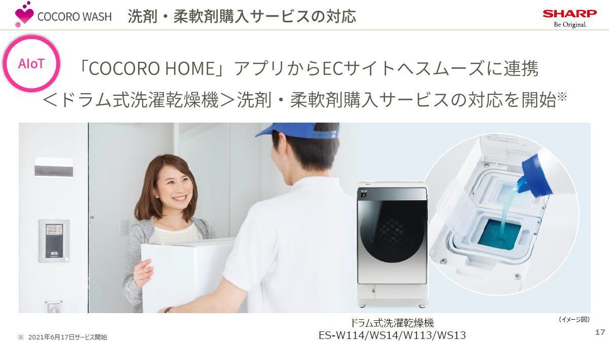 シャープ、AIがふんわり仕上げるドラム式洗濯乾燥機 - 洗剤・柔軟剤の