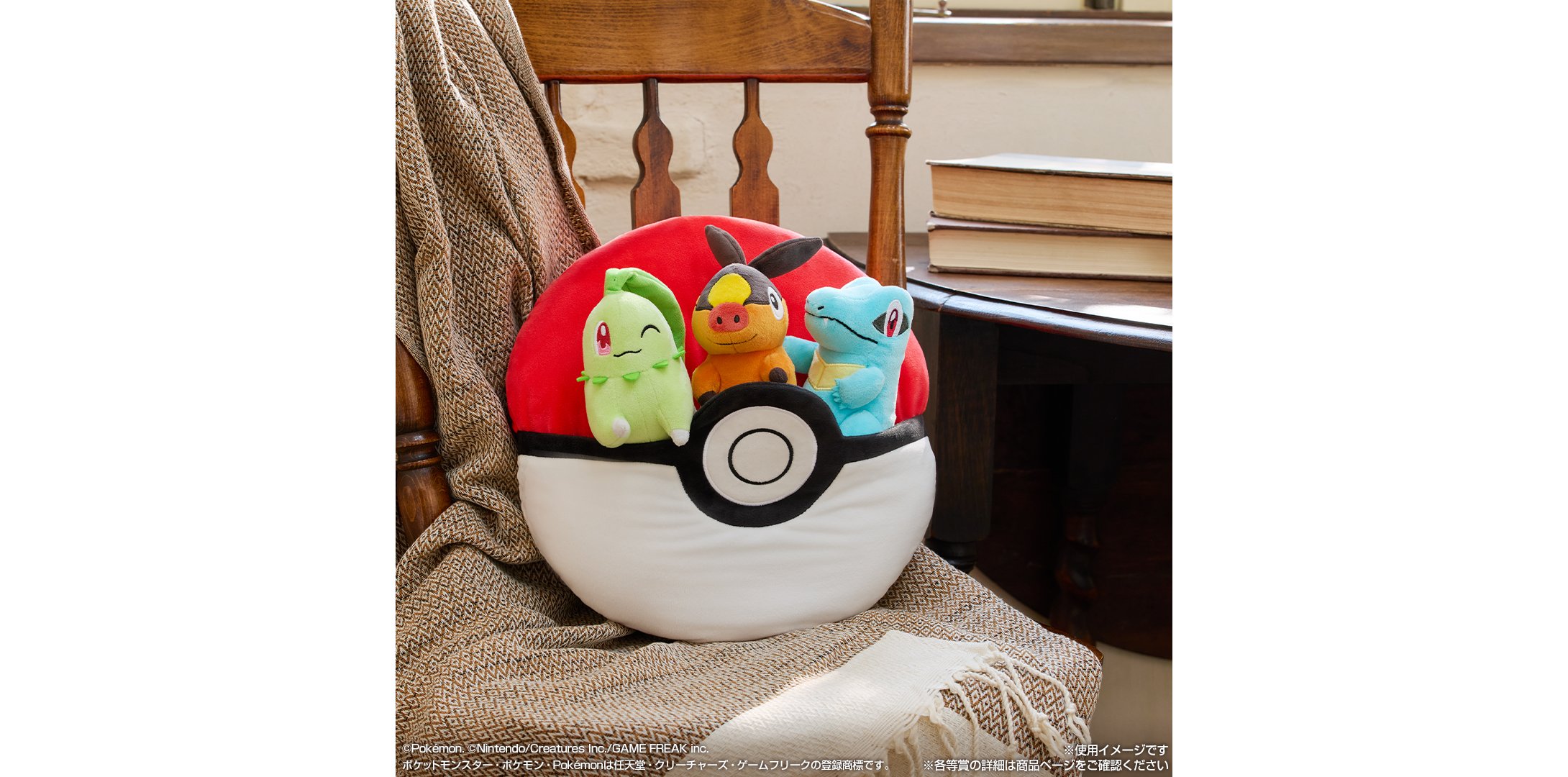 ポケモン』チコリータ・ポカブ・ワニノコのぬいぐるみ付きクッションが