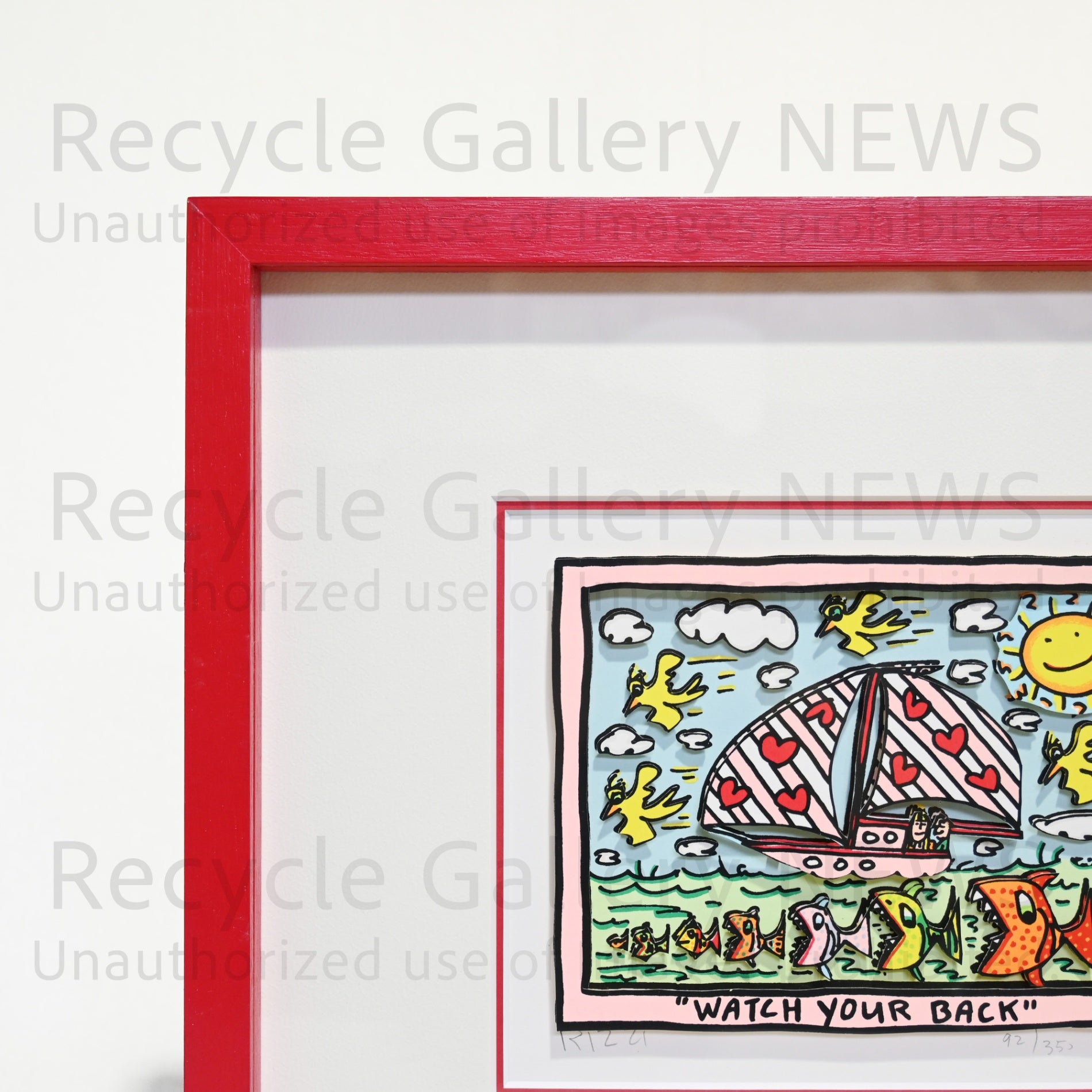 James Rizzi WATCH YOUR BACK 1995's Silk-screen 3D Urban Primitive