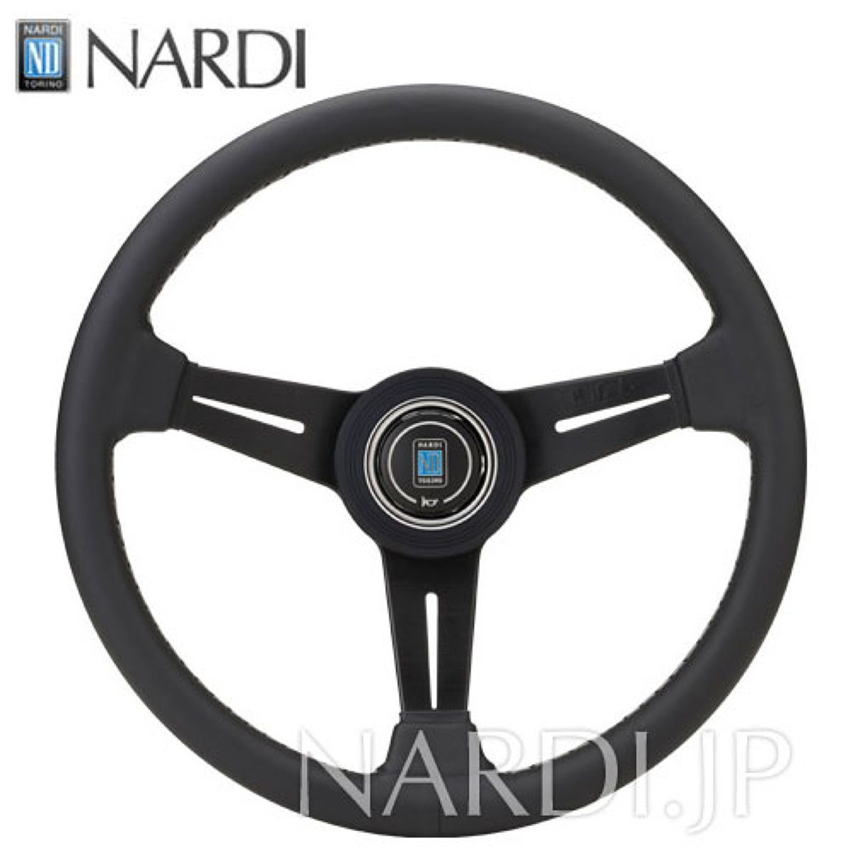 NARDI CLASSIC ブラックレザー&ブラックスポーク グレーステッチ 34