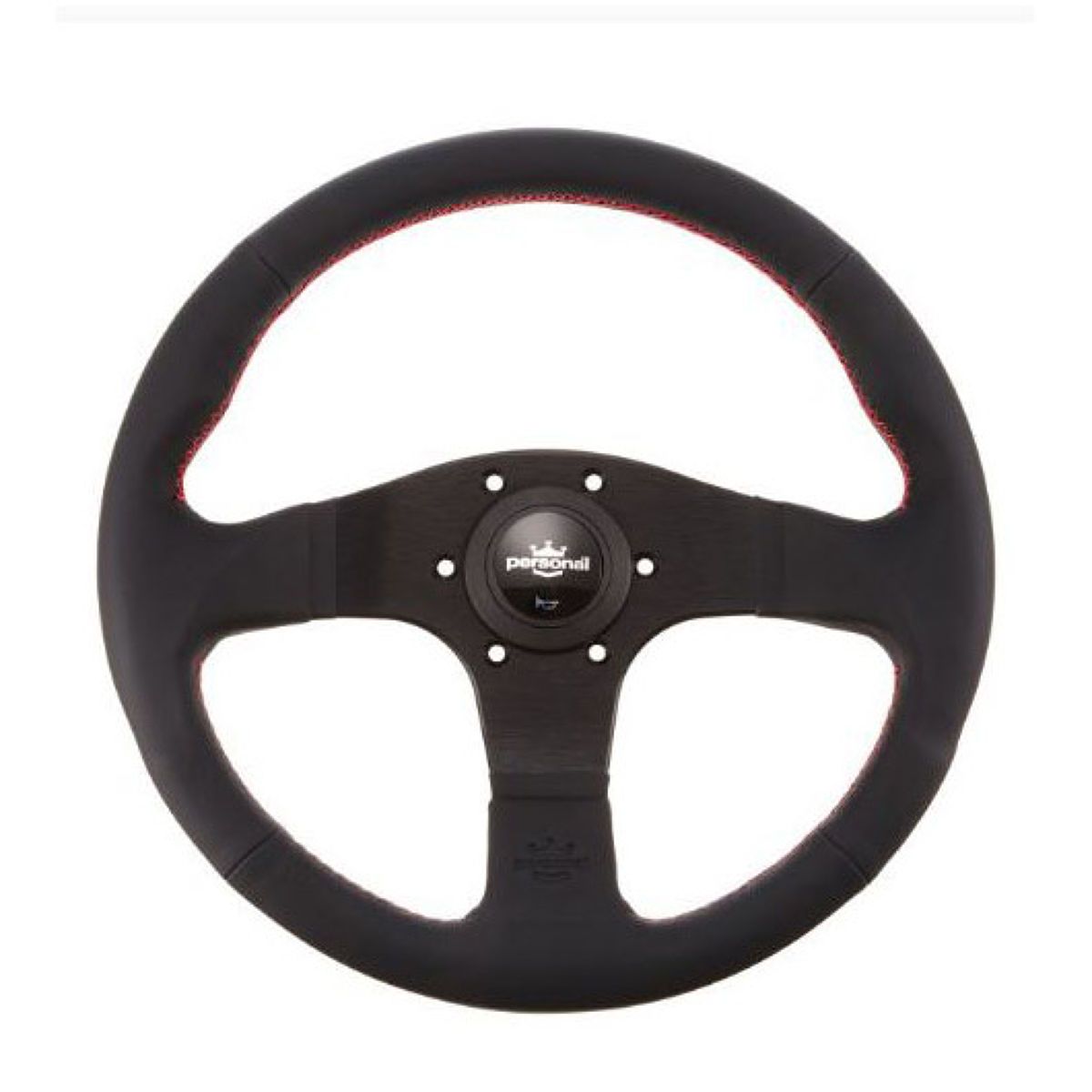 personal BLITZ Leather ステアリング ブラックレザー/レッドステッチ