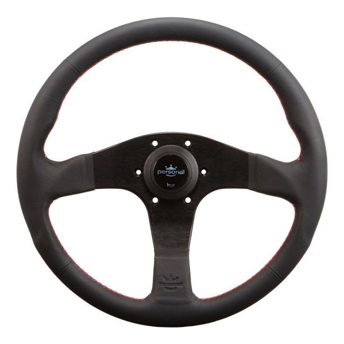 personal BLITZ Leather ステアリング ブラックレザー/レッドステッチ