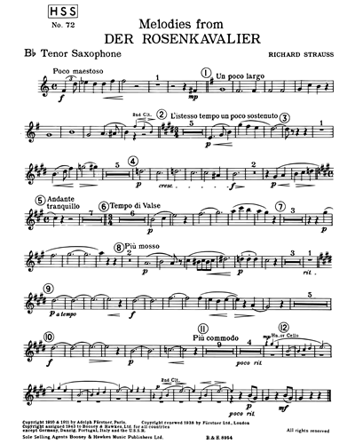 Melodies from 'Der Rosenkavalier', op. 59 Bass Clarinet in Bb