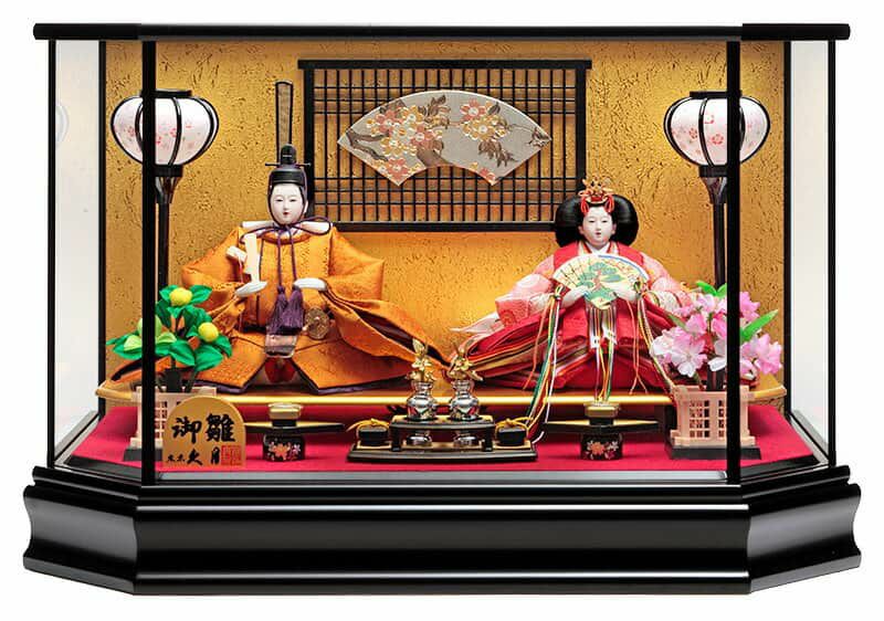 雛人形 久月 ひな人形 ケース飾り 親王飾り 御雛 黄櫨染 六角ケース