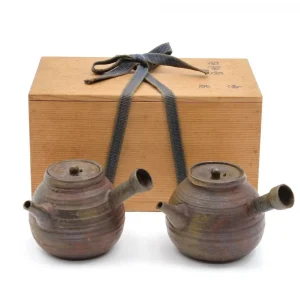 藤原 敬介 恭助 備前 志野 茶入 桃里窯 茶道具 四方桟共箱 b422 藤原