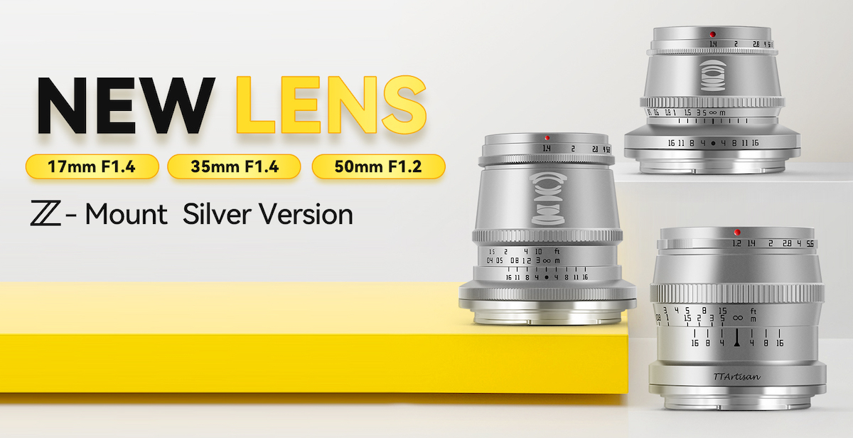 Announced: three new silver TTartisan APS-C lenses for Nikon Z