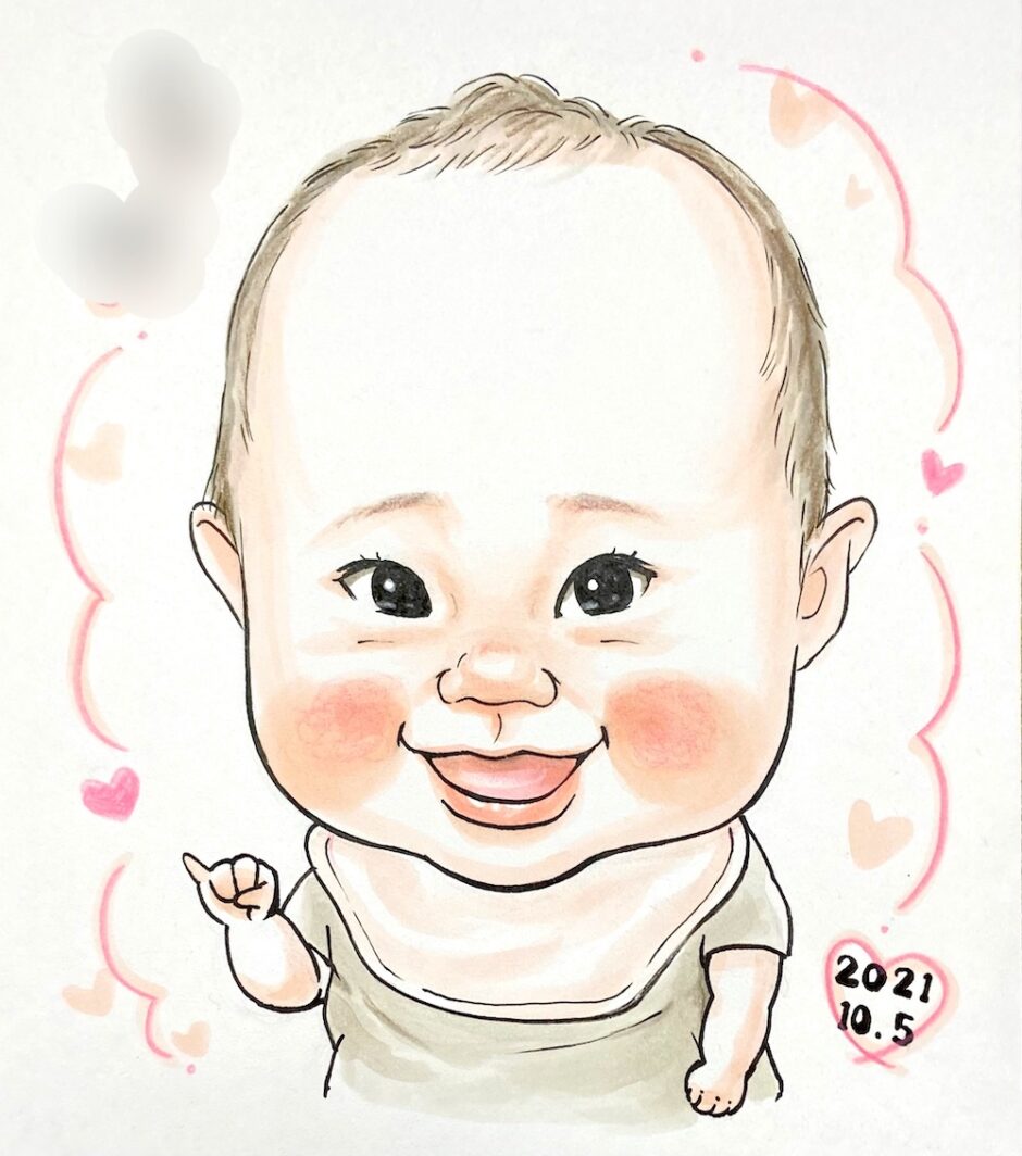 赤ちゃんのクリスマスプレゼントの似顔絵ご依頼