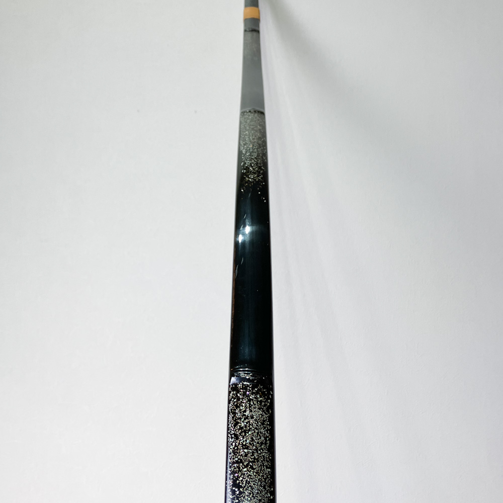 二寸伸 21.3kg 伊東正成 節影青貝散し黒漆塗竹弓 ニベ | 古弓具 二月堂