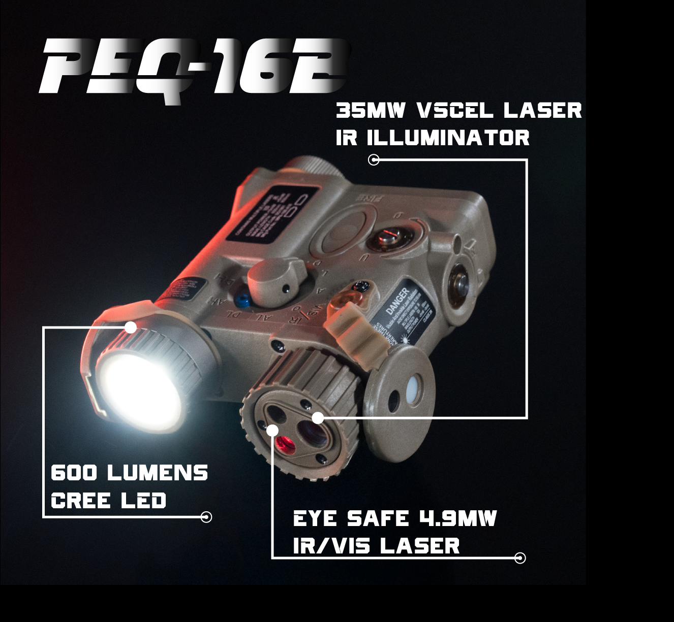 New SomoGear PEQ-16 Aiming Laser Flashlight + IR Illuminator | 600