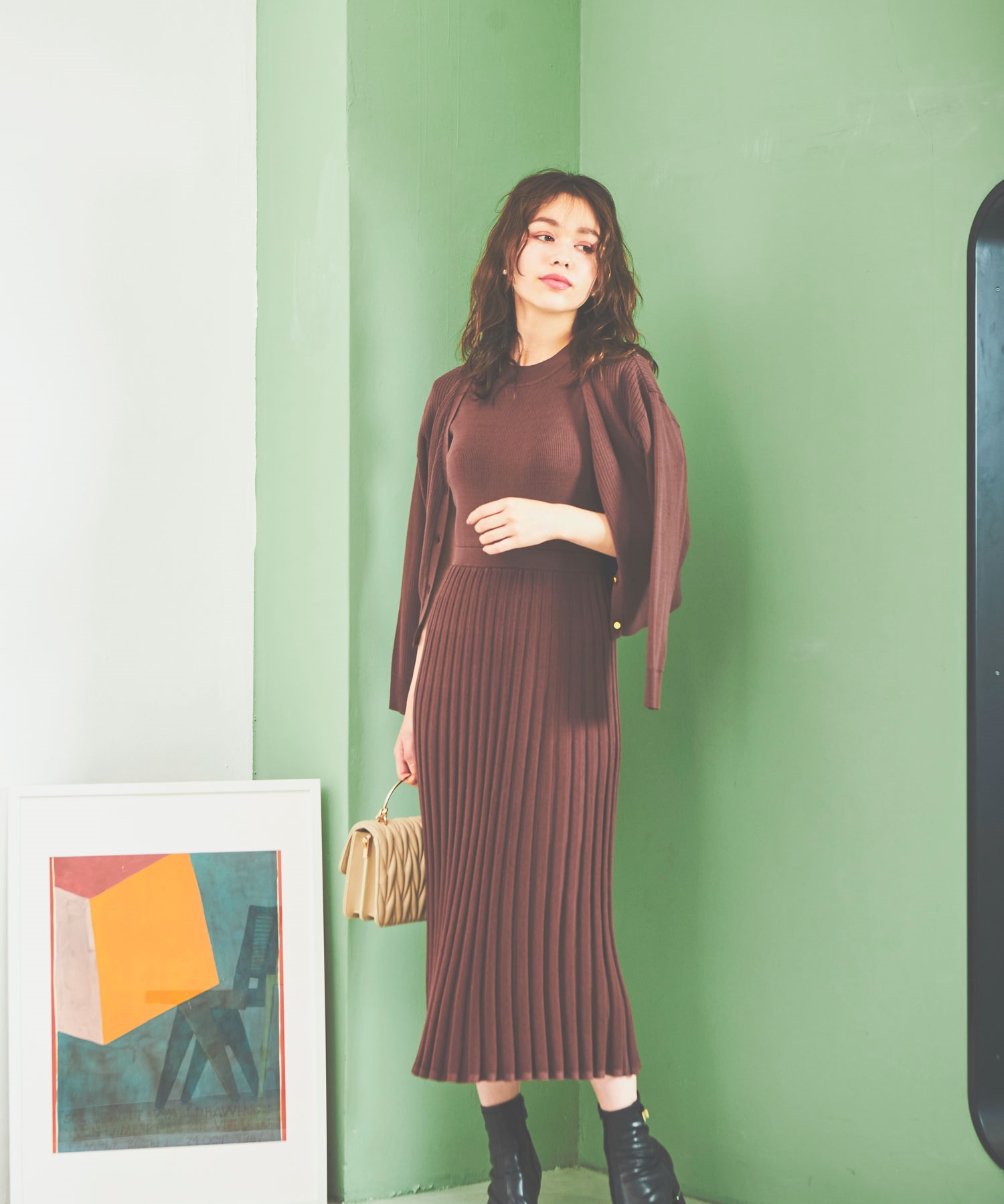 カーデセットリブニットワンピース | ニットワンピース | NOELA