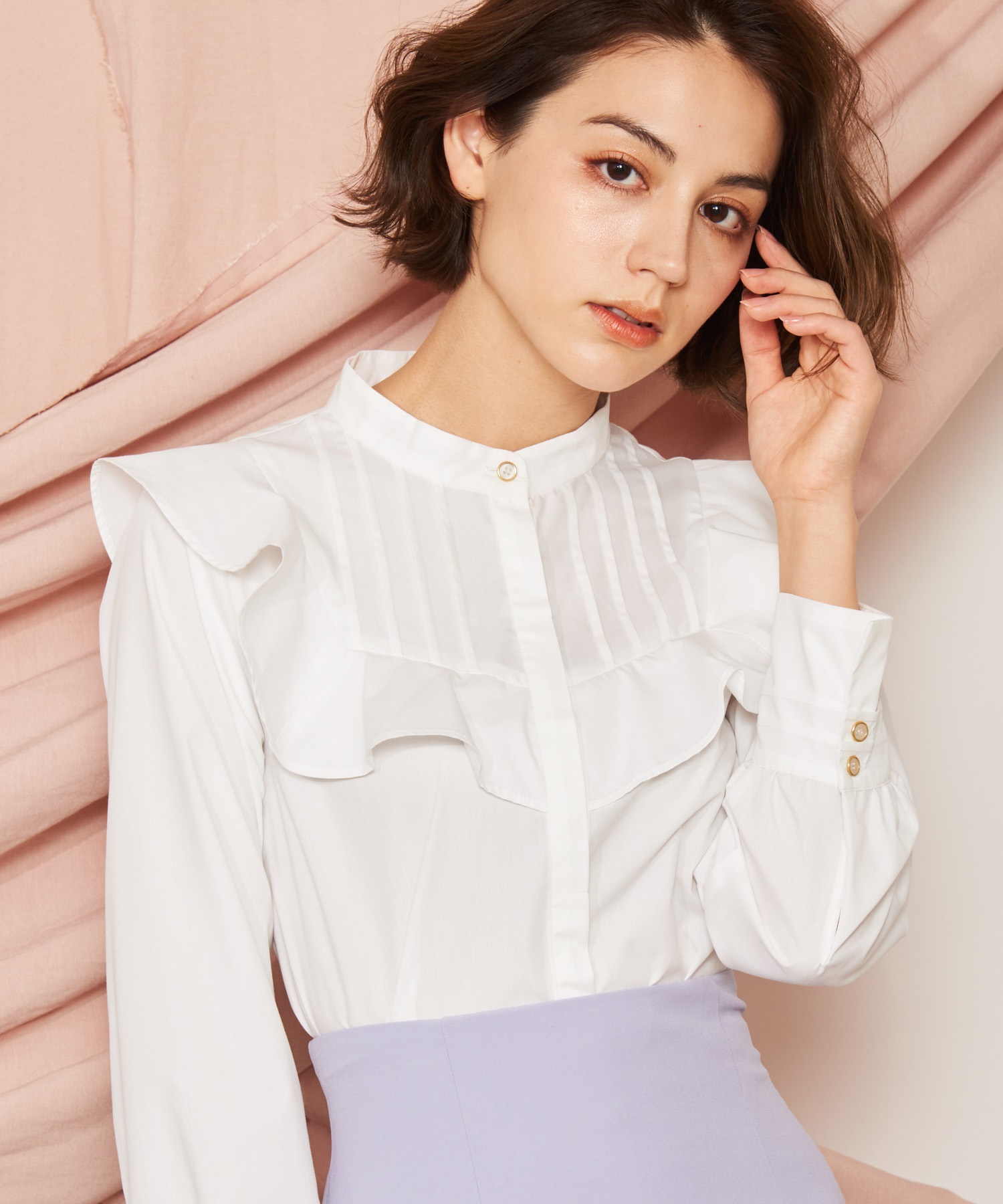 スタンドカラーフリルシャツ | シャツ・ブラウス | NOELA OFFICIAL WEB