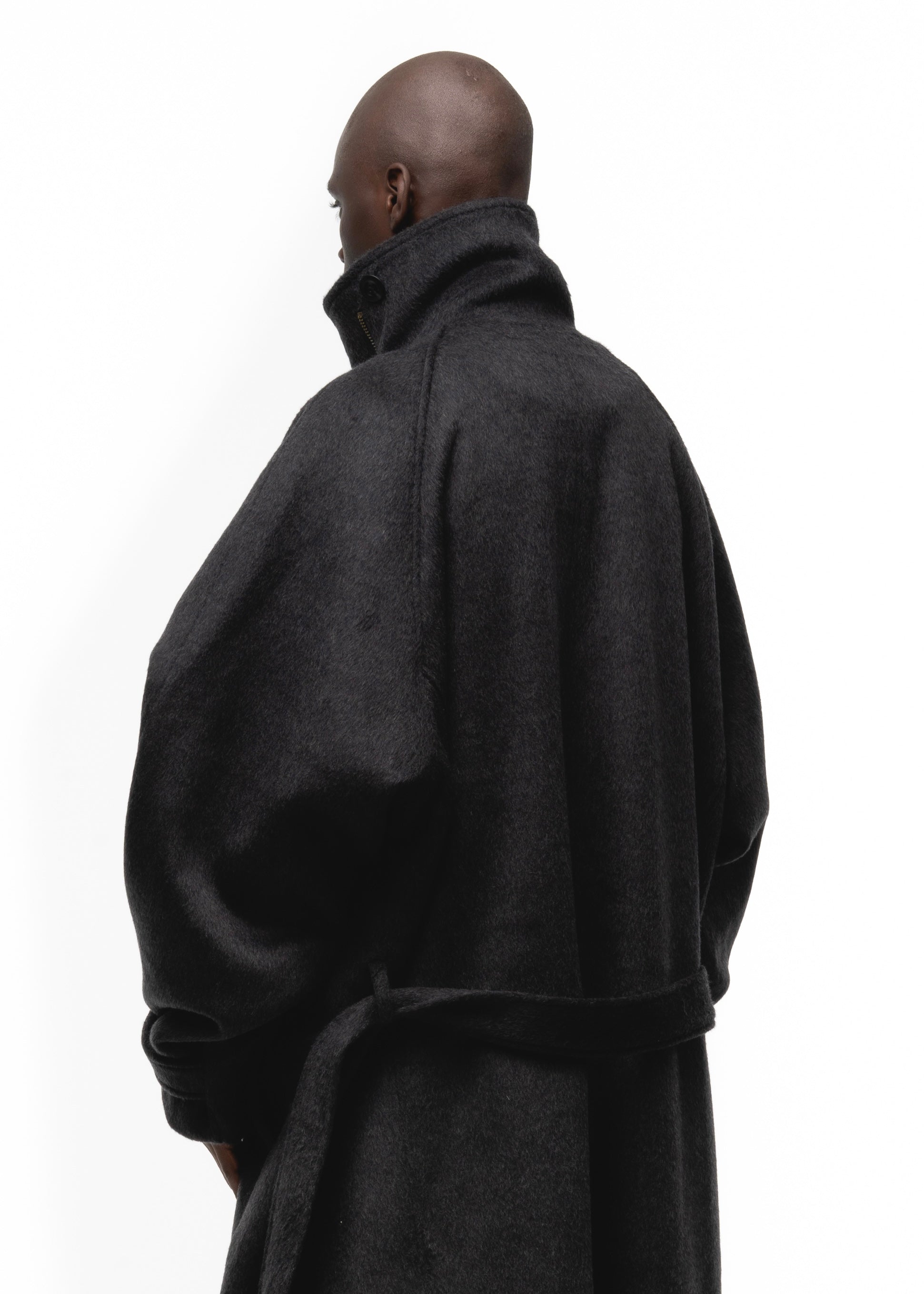 ASYMMETRICAL WOOL COAT GREY – NO/FAITH STUDIOS