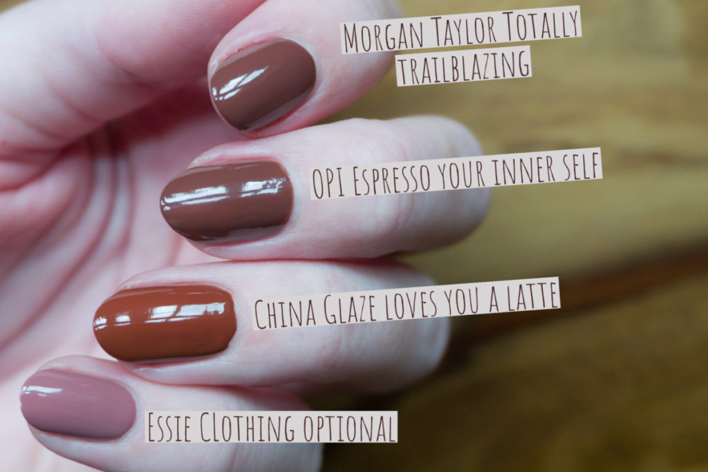 Swatches of the China glaze fall 2021 collection ('Autumn spice