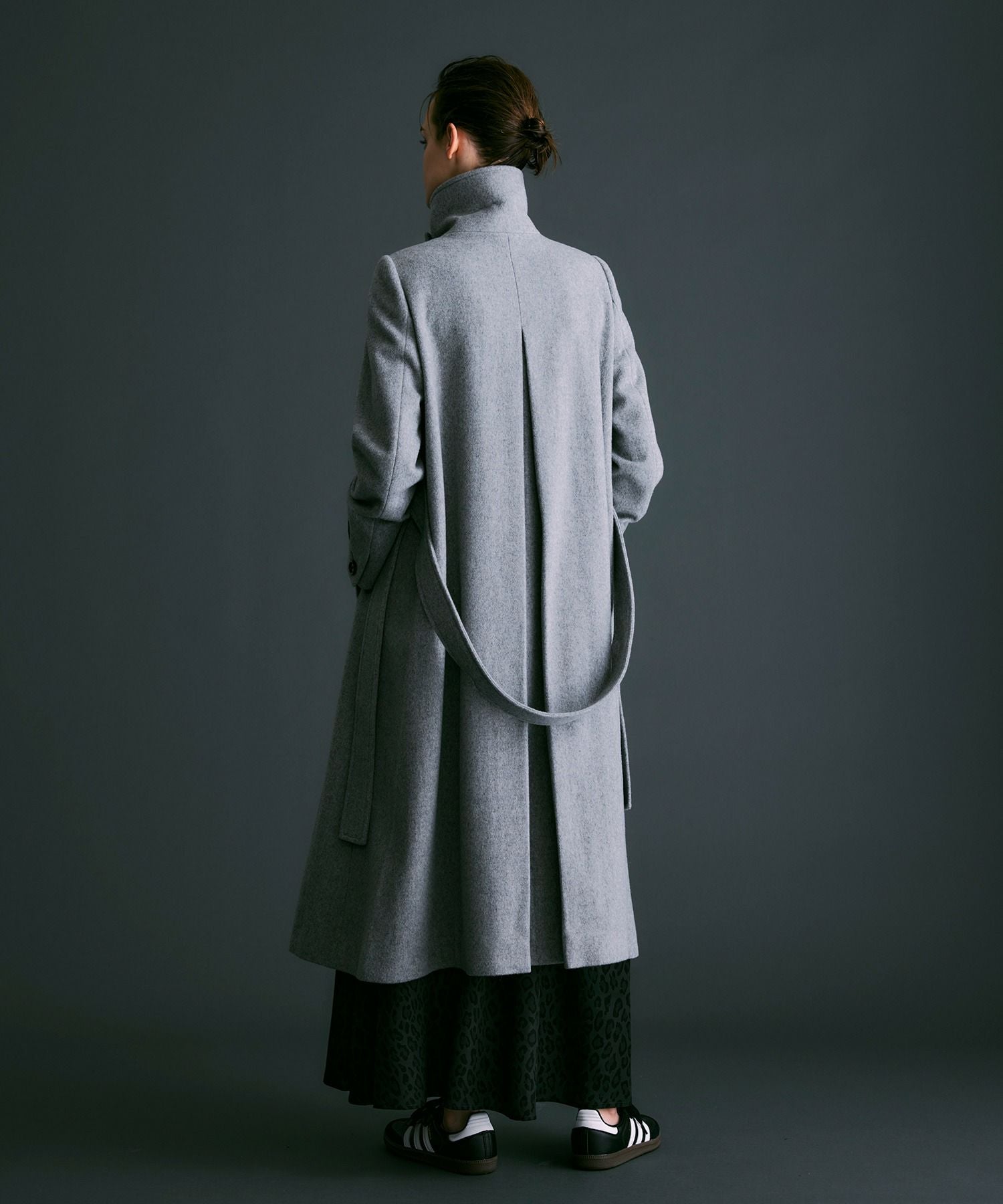 エクセレントビーバースタンドカラーロングコート*グレー*＜NMA4-LC77