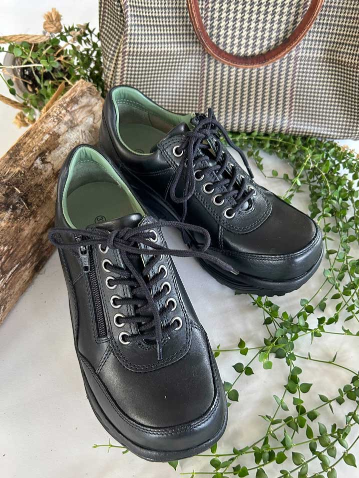 のさかストレッチウォーカー 41 黒 レザースエードシューズ インソール