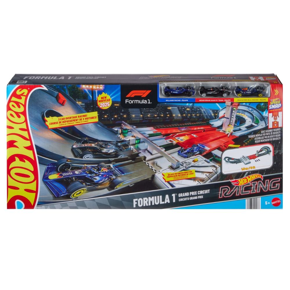 Set de joaca cu masinute si circuit, Hot Wheels, F1 Grand Prix