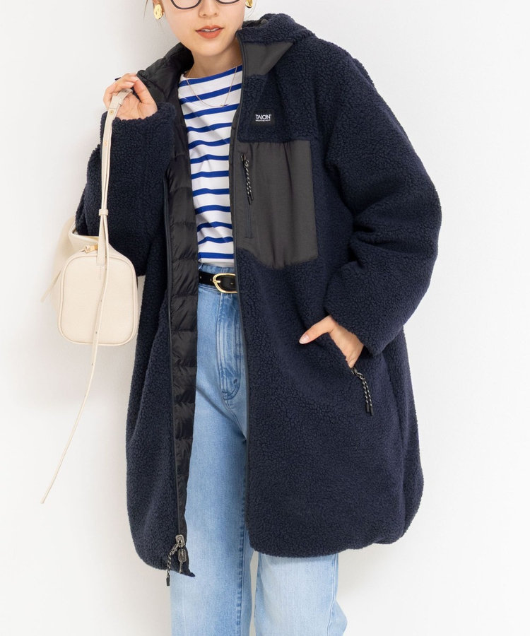 ◇【WEB限定】【TAION/タイオン】別注ボア×ダウンフードコート