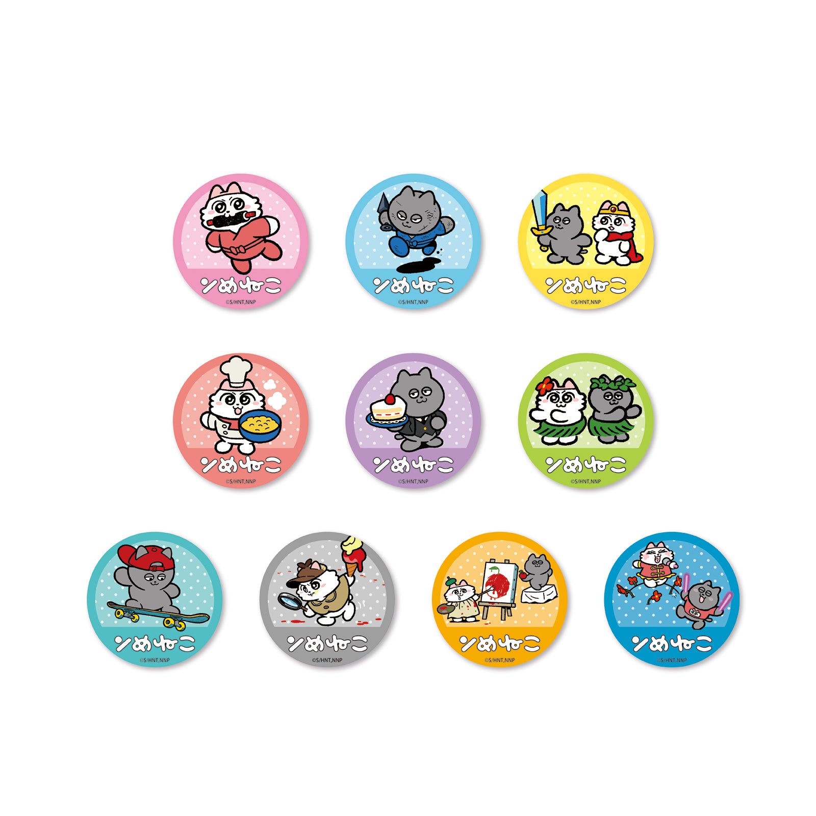 トレーディング缶バッジ（全10種コンプリートBOX) – ンめねこ