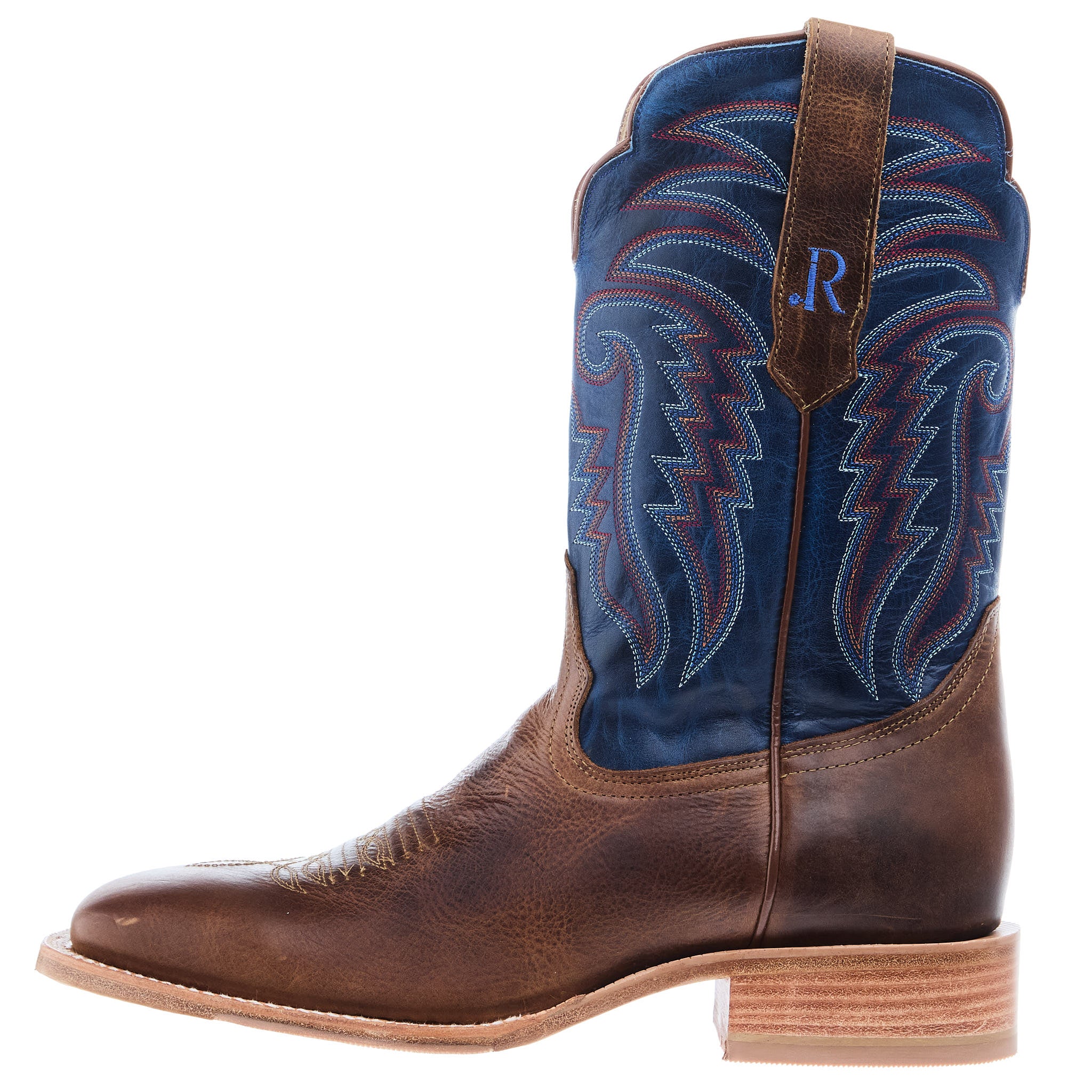 R Watson Boots Men`s Honey Cowhide 11In Electric Blue Top Cowboy Boot