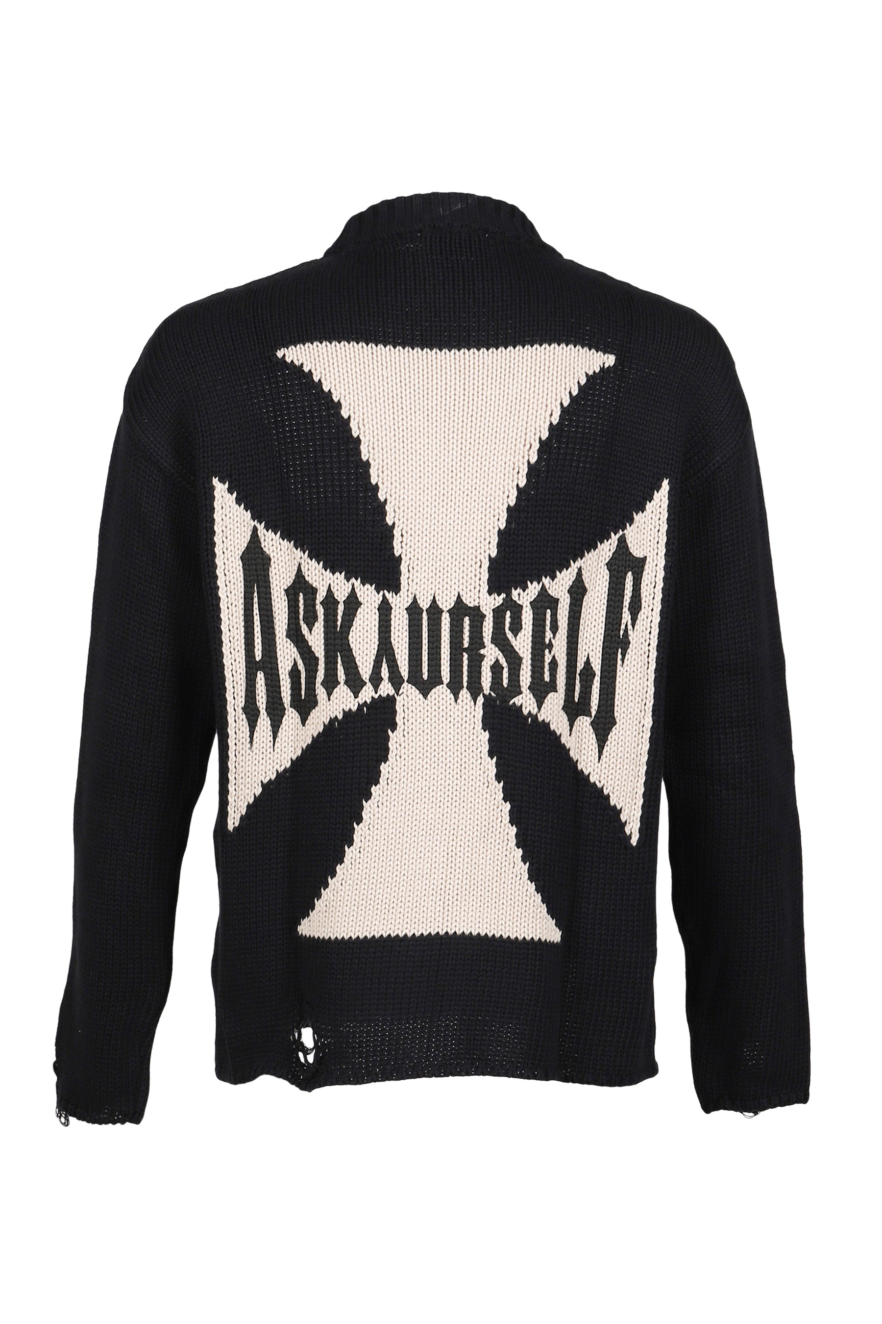 ASKYURSELF アスクユアセルフ FW25 RIDER CROSS KNIT / BLK - NUBIAN