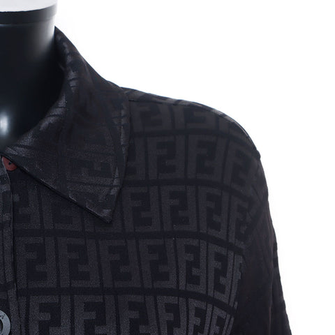 フェンディ FENDI ズッカ柄 ロングコート 長袖 コート ブラック