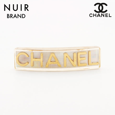 シャネル CHANEL ロゴ クリア バレッタ ヘアアクセサリー ゴールド