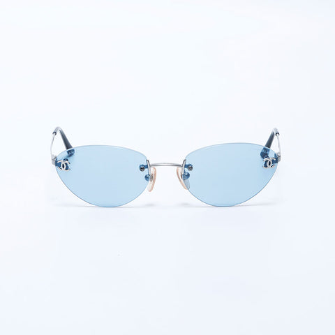 シャネル CHANEL リムレス ココマーク サングラス ブルー WS11234