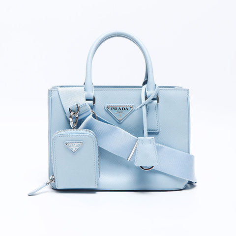 プラダ PRADA サフィアーノ リュクス 2way 水色 ライトブルー スモール