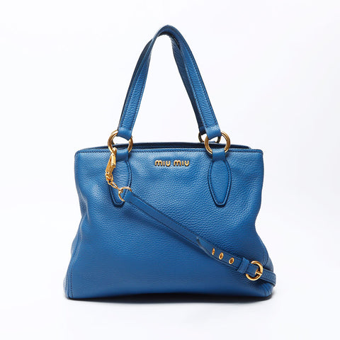 ミュウ ミュウ Miu Miu 2WAY ハンドバッグ ショルダーバッグ ブルー