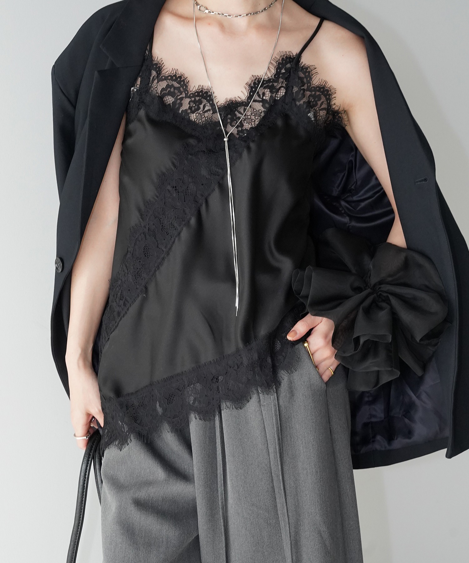 レーストリムサテンキャミソール chw26s006-ファッション通販サイト