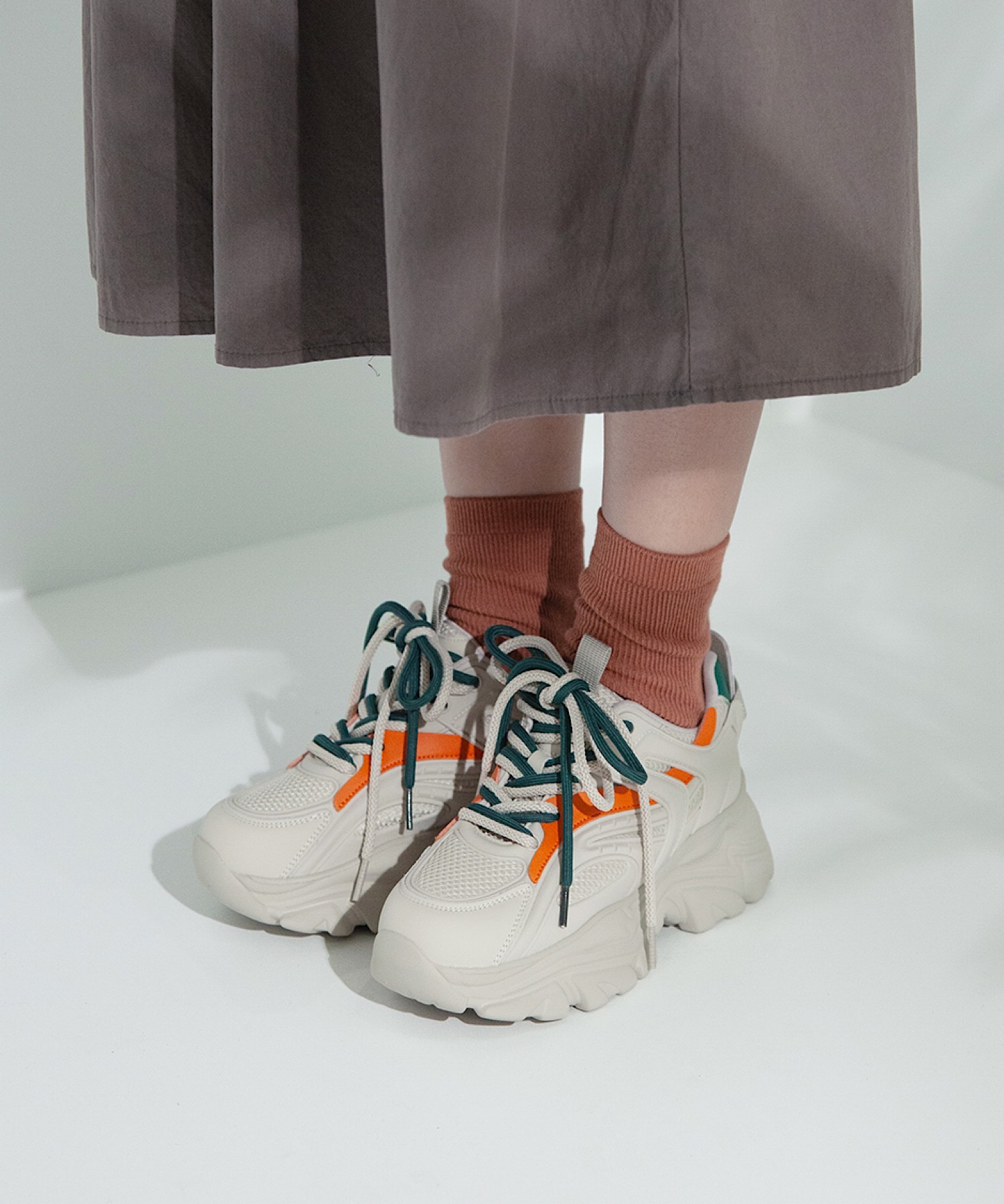 軽量/284g/厚底/5cm/カップインソール】カラーラインスニーカー ALL