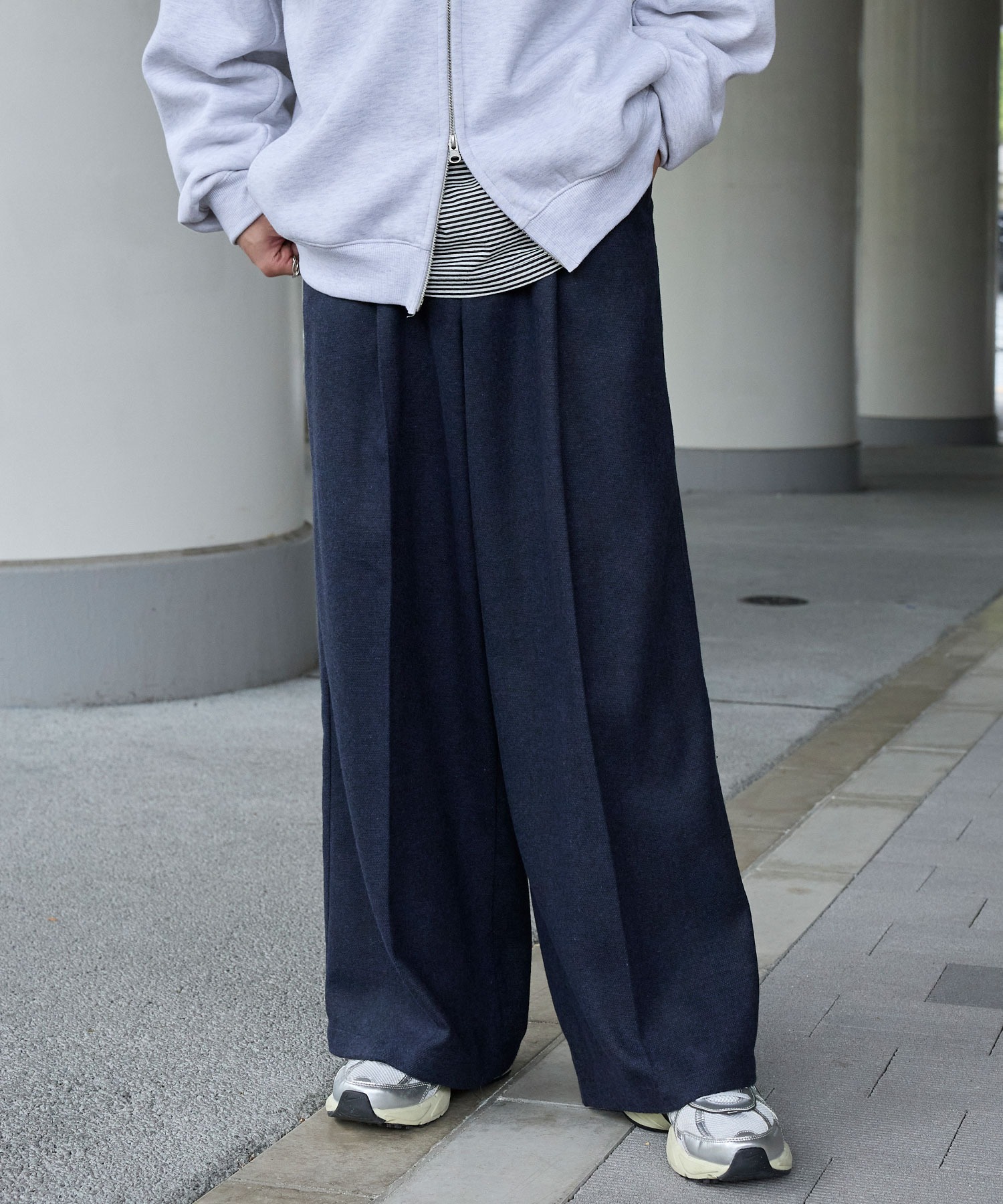 ファンクションテックツイード ワイドストレートスラックスパンツ<UV