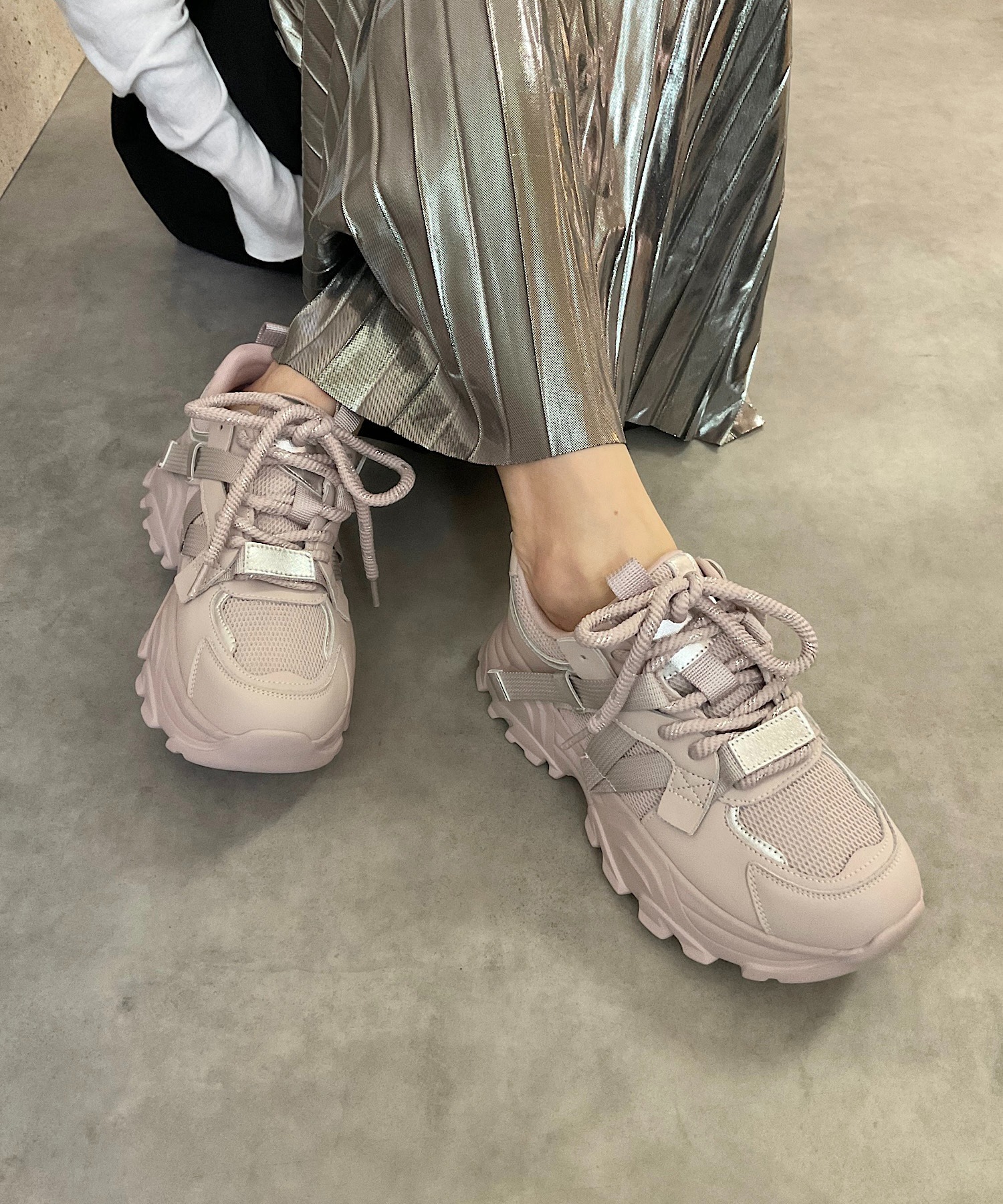 軽量/260g/厚底/5cm/カップインソール】厚底スニーカー ALL BLACK