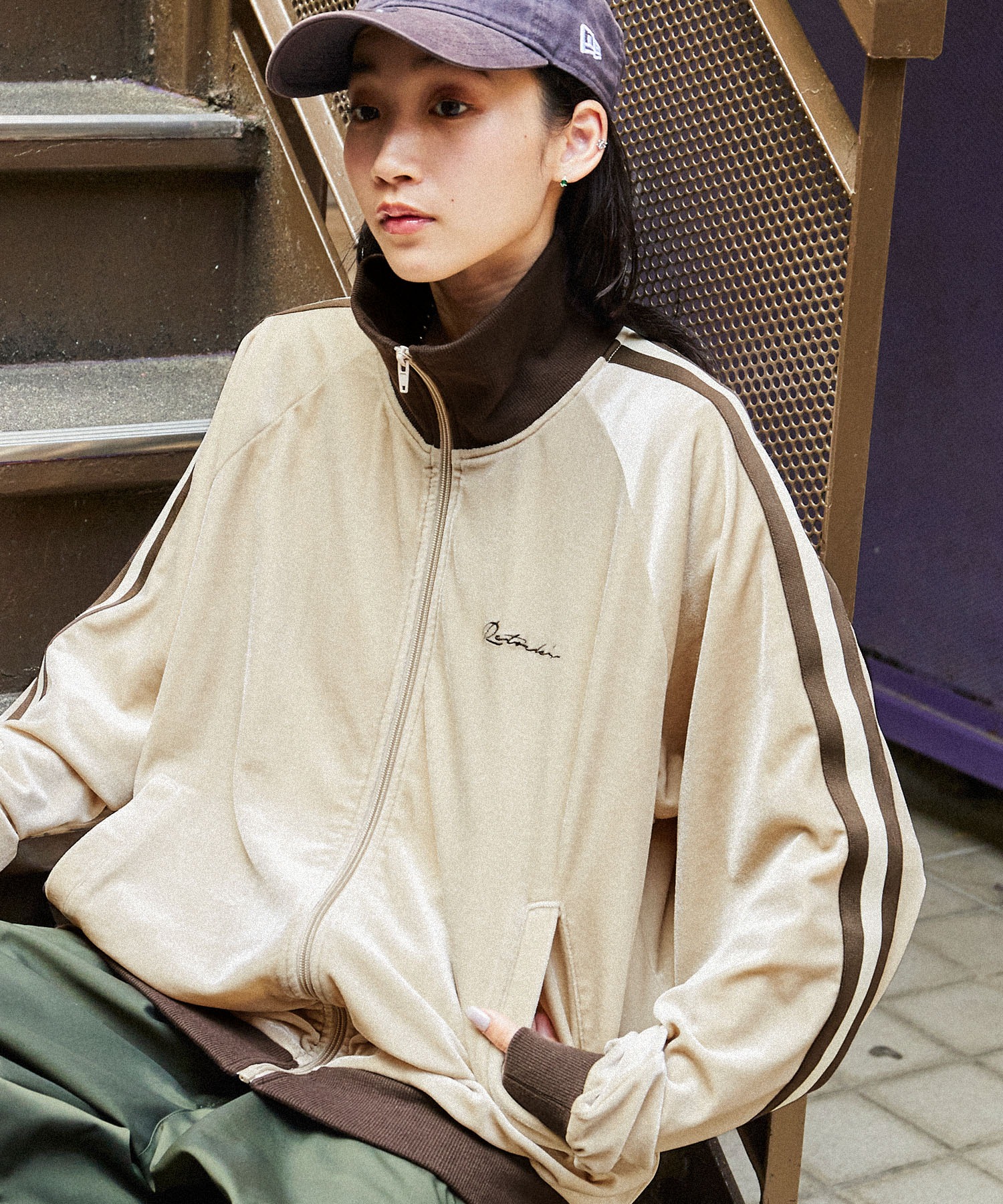 retock's】ベロア サイドライン オーバートラックジャケット MONO-MART