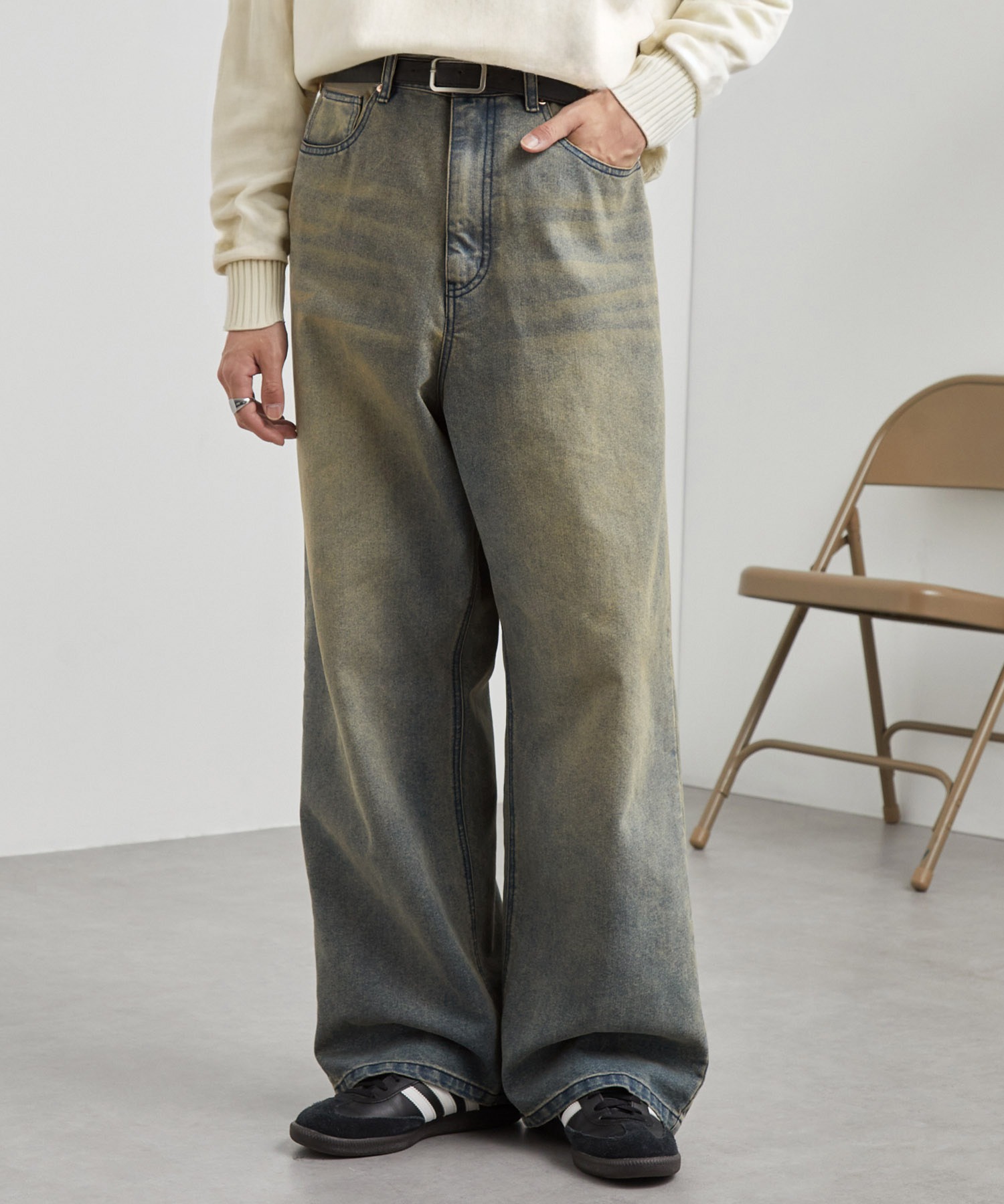 ヴィンテージメイクバギーセミワイドデニムパンツ MONO-MART│MONO