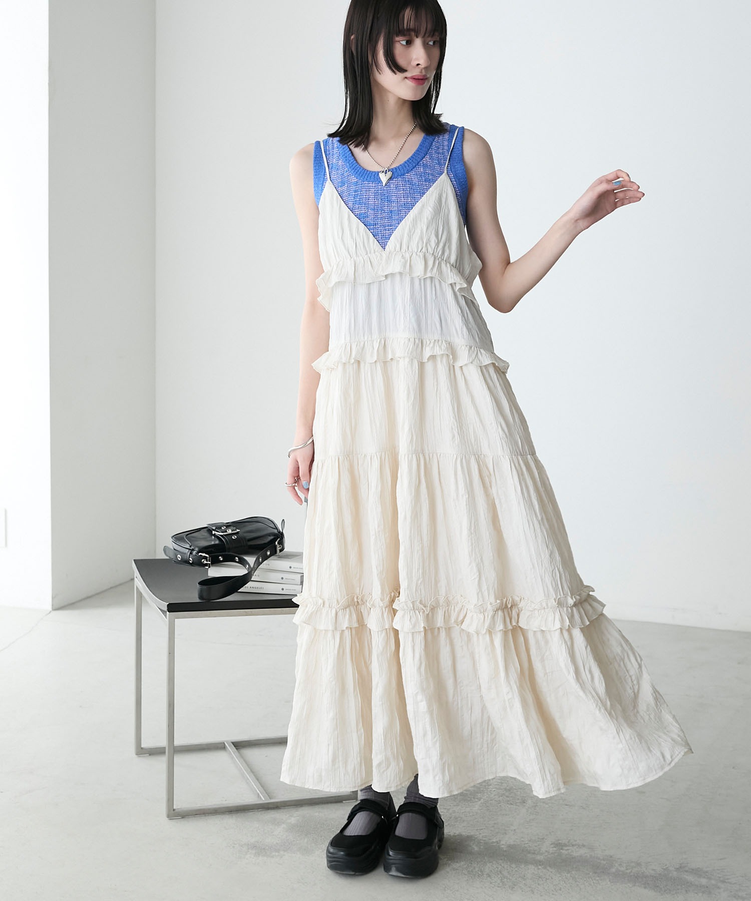 forksy.】ワッシャーフリルティアードキャミワンピース forksy.│MONO