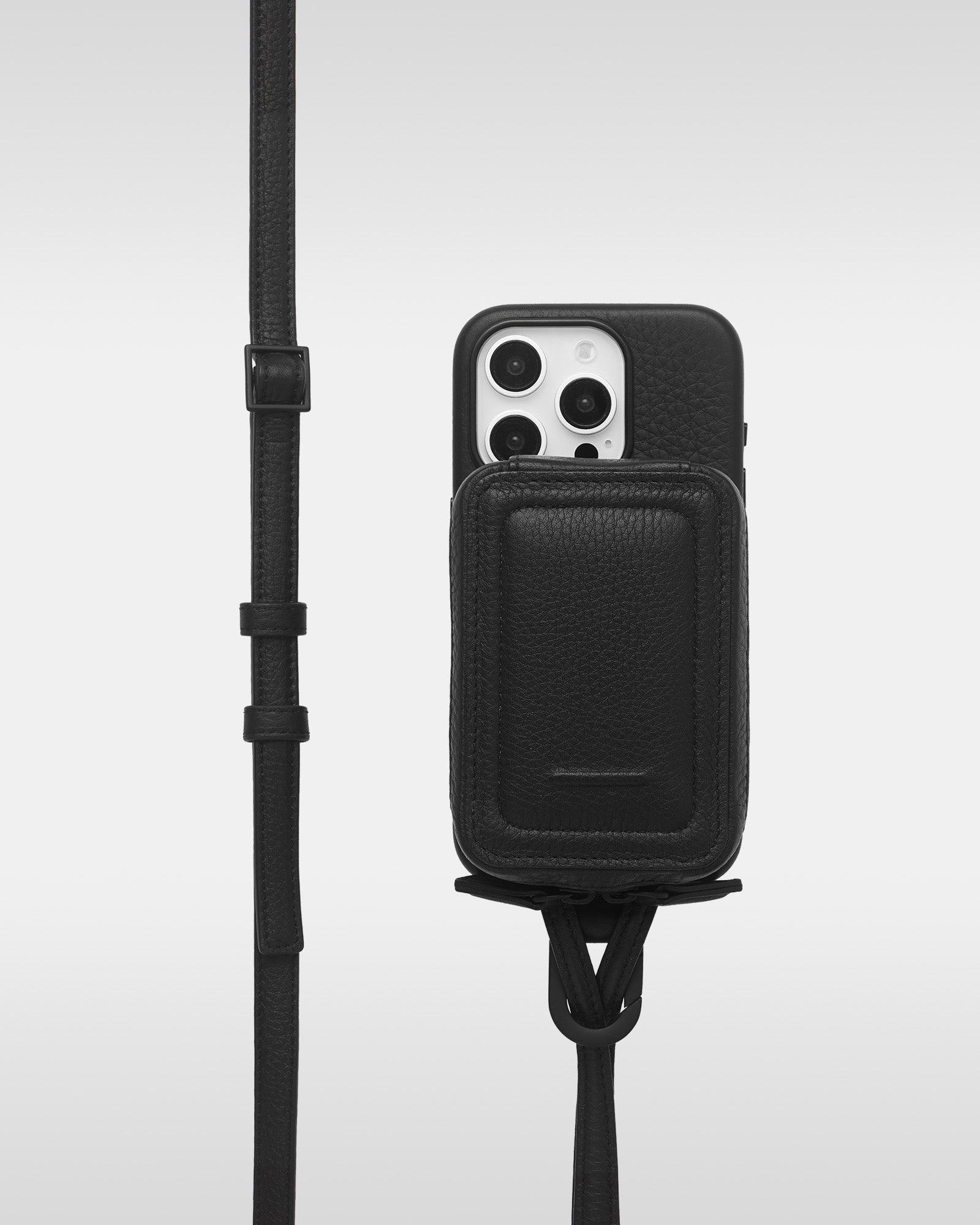 レザー製 iPhoneケース セット / 長さ調節可能 ストラップ付